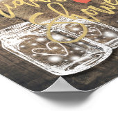 Rustikales Holz Mason Jar Lights Brautparty Willko Poster (Ecke)