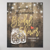 Rustikales Holz Mason Jar Lights Brautparty Willko Poster (Vorne)