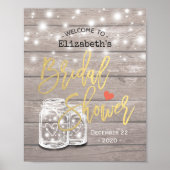 Rustikales Holz Mason Jar Lights Brautparty Willko Poster (Vorne)