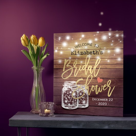Rustikales Holz Mason Jar Lights Brautparty Willko Poster