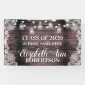 Rustikales Holz Mason Jar Lights Graduate Banner (Horizontal)