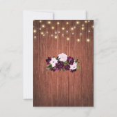 Rustikales Holz Mason Jar Plum Blumenhochzeit RSVP Karte (Rückseite)