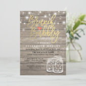 Rustikales Holz Mason Jar String Light Brunch & Bu Einladung (Stehend Vorderseite)