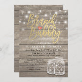 Rustikales Holz Mason Jar String Light Brunch & Bu Einladung (Vorne/Hinten)