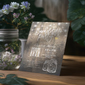 Rustikales Holz & Mason Jar String Lights Bachelor Einladung
