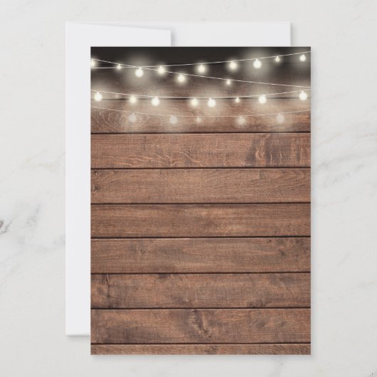 Rustikales Holz Mason Jar String Lights Floral Save The Date (Rückseite)