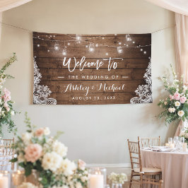 Rustikales Holz Mason Jar String Lights Hochzeit Banner