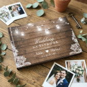 Rustikales Holz Mason Jar String Lights Hochzeit Gästebuch