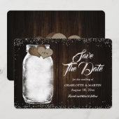 Rustikales Holz Mason Jar String Lights Hochzeit Save The Date (Vorne/Hinten)