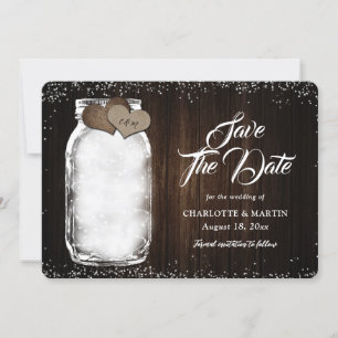 Rustikales Holz Mason Jar String Lights Hochzeit Save The Date