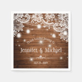 Rustikales Holz Mason Jar String Lights Hochzeit Serviette (Vorderseite)