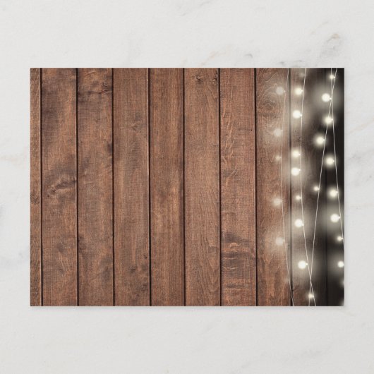 Rustikales Holz Mason Jar String Lights Save the D Einladungspostkarte (Rückseite)