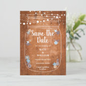 Rustikales Holz Mason Jar String Lights Save the D Save The Date (Stehend Vorderseite)