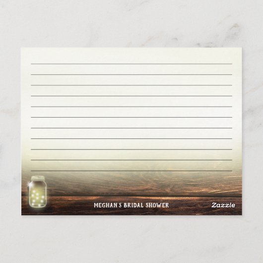 Rustikales Holz Mason Jar String Lights Tree Rezep Postkarte (Rückseite)