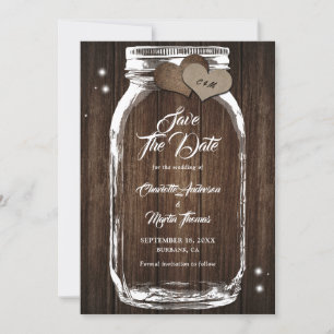Rustikales Holz Mason Jar Wedding speichern das Da Save The Date