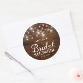 Rustikales Holz Mason Jars and Lights Brautparty Runder Aufkleber (Umschlag)