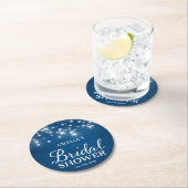 Rustikales Holz Mason Jars & Lights Blue Brautpart Runder Pappuntersetzer (Vor Ort)