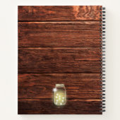 Rustikales Holz Mason String Lights Wedding Journa Notizblock (Rückseite)
