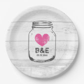 Rustikales Holz Maurer Glas Land Hochzeit Party Te Pappteller (Vorderseite)