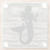 rustikales Holz MERMAID Silhouette | Glasuntersetzer (Rückseite)