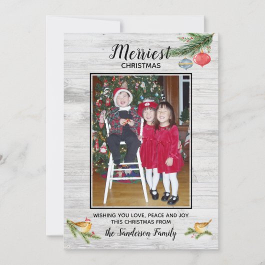 Rustikales Holz Merriest Weihnachten Natur Foto (Vorderseite)