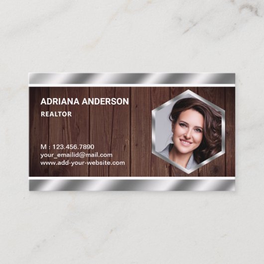 Rustikales Holz Metallisches Real Anwesen Foto Rea Visitenkarte (Vorderseite)