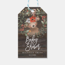 rustikales Holz mit Babyduschanhängern Geschenkanhänger