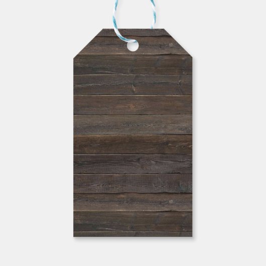 rustikales Holz mit Babyduschanhängern Geschenkanhänger (Rückseite)