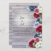 Rustikales Holz mit Blume und Spotlight Einladung (Vorne/Hinten)