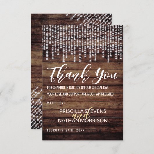 Rustikales Holz mit Diamantlichter Danke (Vorne/Hinten)