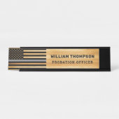 Rustikales Holz mit dünner grauer Linie Schreibtischnamensplakette (Vorderseite )