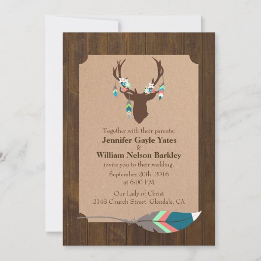 Rustikales Holz mit Einladung (Vorderseite)