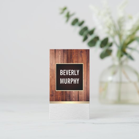 Rustikales Holz mit Grenzwand/Goldverzierung Visitenkarte (Stehend Vorderseite)