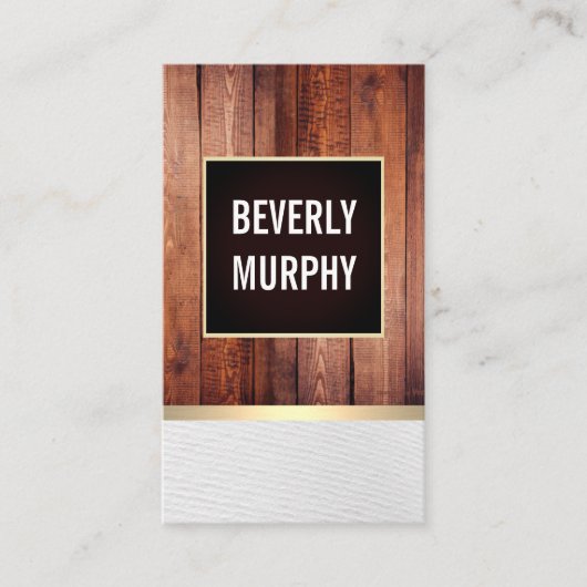 Rustikales Holz mit Grenzwand/Goldverzierung Visitenkarte (Vorderseite)