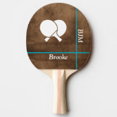 Rustikales Holz mit Mongram Tischtennis Schläger (Rückseite)