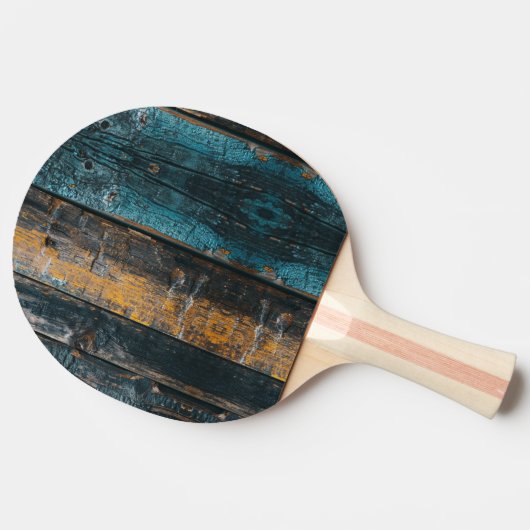 Rustikales Holz mit Mongram Tischtennis Schläger (Seitenansicht)