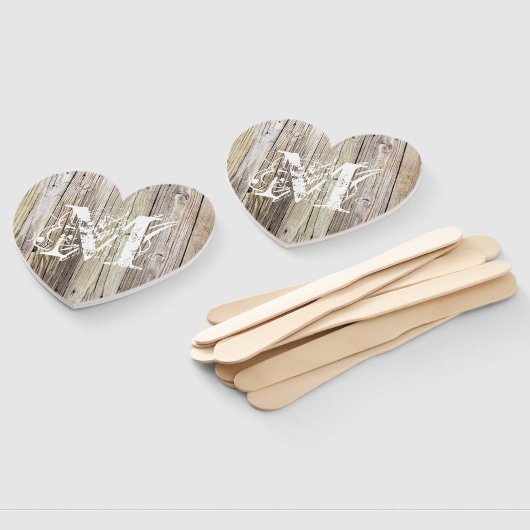 Rustikales Holz Mit Monogramm Fächer (Non-assembled)