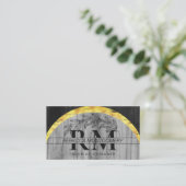 Rustikales Holz Mit Monogramm Gold Visitenkarte (Stehend Vorderseite)