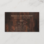 Rustikales Holz Mit Monogramm Gold Visitenkarte (Rückseite)