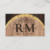 Rustikales Holz Mit Monogramm Gold Visitenkarte (Vorderseite)