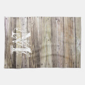 Rustikales Holz Mit Monogramm Küchentücher (Horizontal)