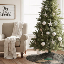 Rustikales Holz Mit Monogramm Weihnachtsbaumrock Polyester Weihnachtsbaumdecke