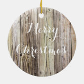 Rustikales Holz Mit Monogramm Weihnachtsschmuck (Hinten)