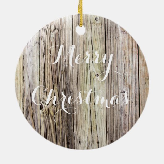 Rustikales Holz Mit Monogramm Weihnachtsschmuck (Hinten)