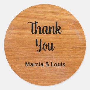 Rustikales Holz mit Namen Runder Aufkleber