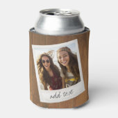 Rustikales Holz mit quadratischem Foto Dosenkühler (Kanne Vorderseite)