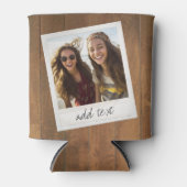 Rustikales Holz mit quadratischem Foto Dosenkühler (Vorderseite)