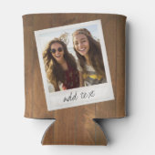 Rustikales Holz mit quadratischem Foto Dosenkühler (Rückseite)