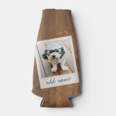 Rustikales Holz mit quadratischem Foto Flaschenkühler (Vorderseite)