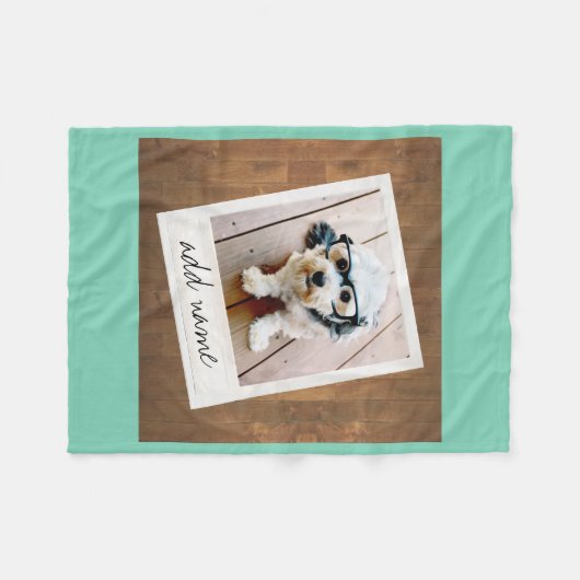 Rustikales Holz mit quadratischem Foto Fleecedecke (Vorderseite (Horizontal))